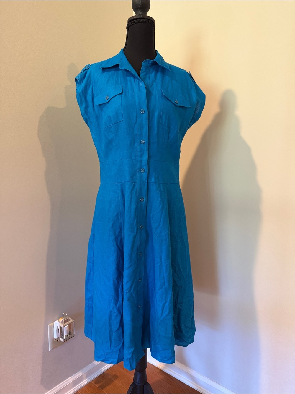 Jones New York Bright Teal Button-Front Midi Dress